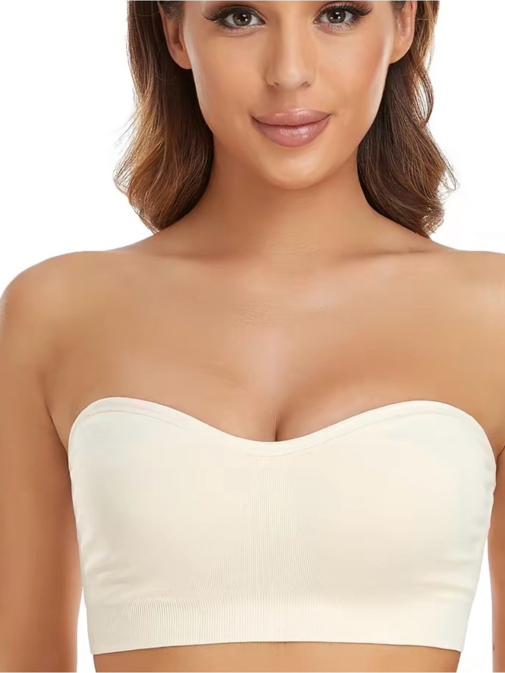 Strapless Seamless Bandeau Bra - Cream